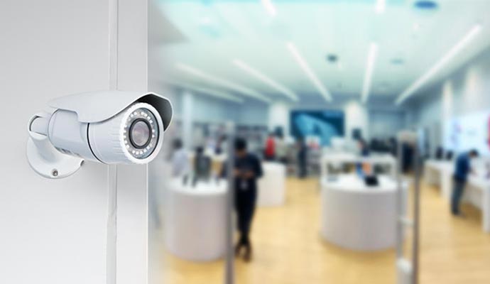 installed security camera in a store