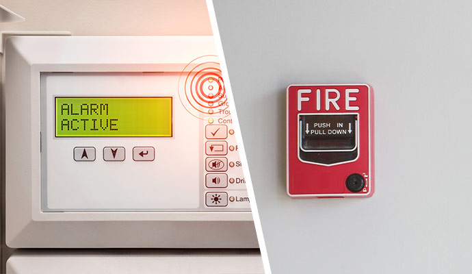 Collage of different fire alarm system