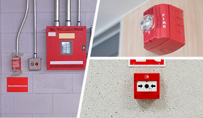 Collage of different fire detection system