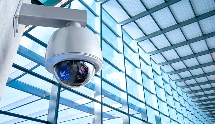 Installed cloud-hosted security camera at a business location