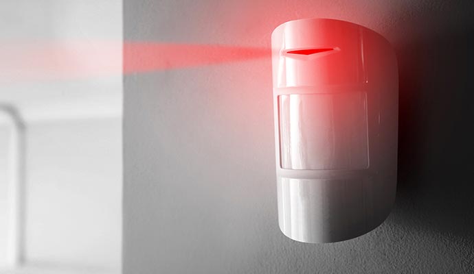 Motion sensor device installed on wall