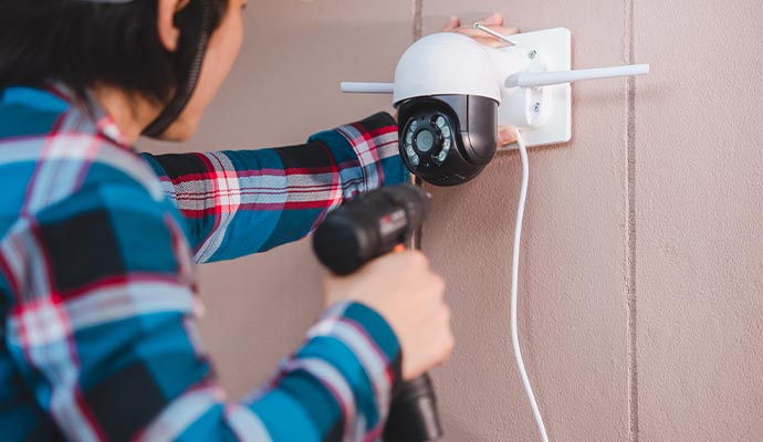 Person installing PTZ camera