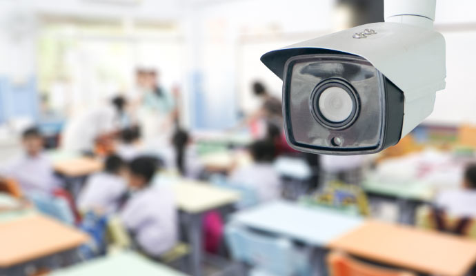 A security camera installed in school