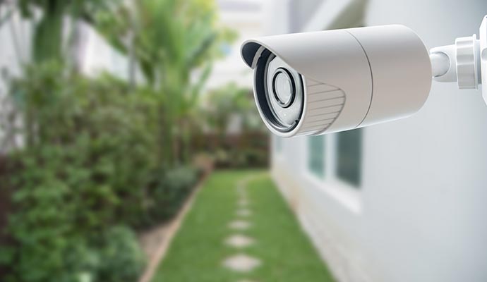 A varifocal camera mounted on wall