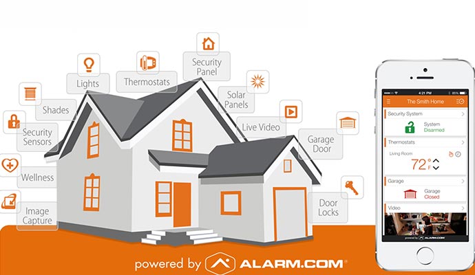 an image showcasing alarm.com home automation system demo