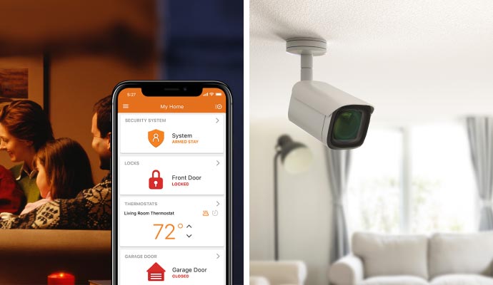 collage of home automation and security camera