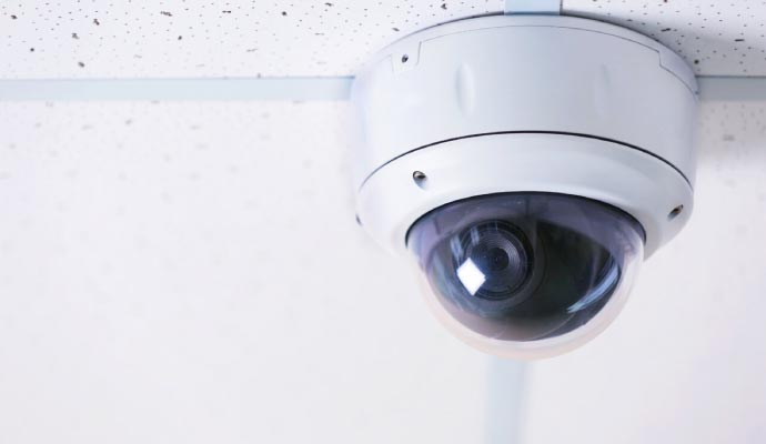 An installed indoor security camera