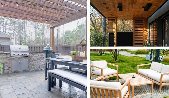 collage of different outdoor patio