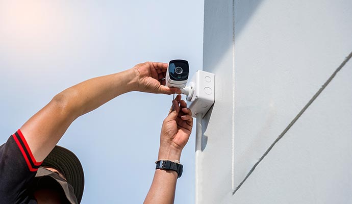 ASD Security technician installing a camera